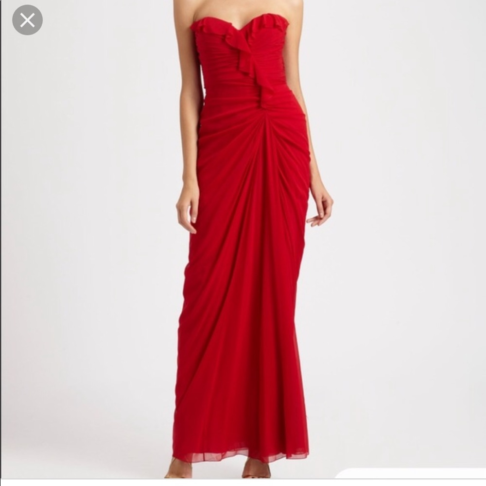 Badgley Mischka Red Prom Dress (For shorter girls)